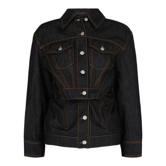 Alexander McQueen Slash Denim Jacket Blue Womens